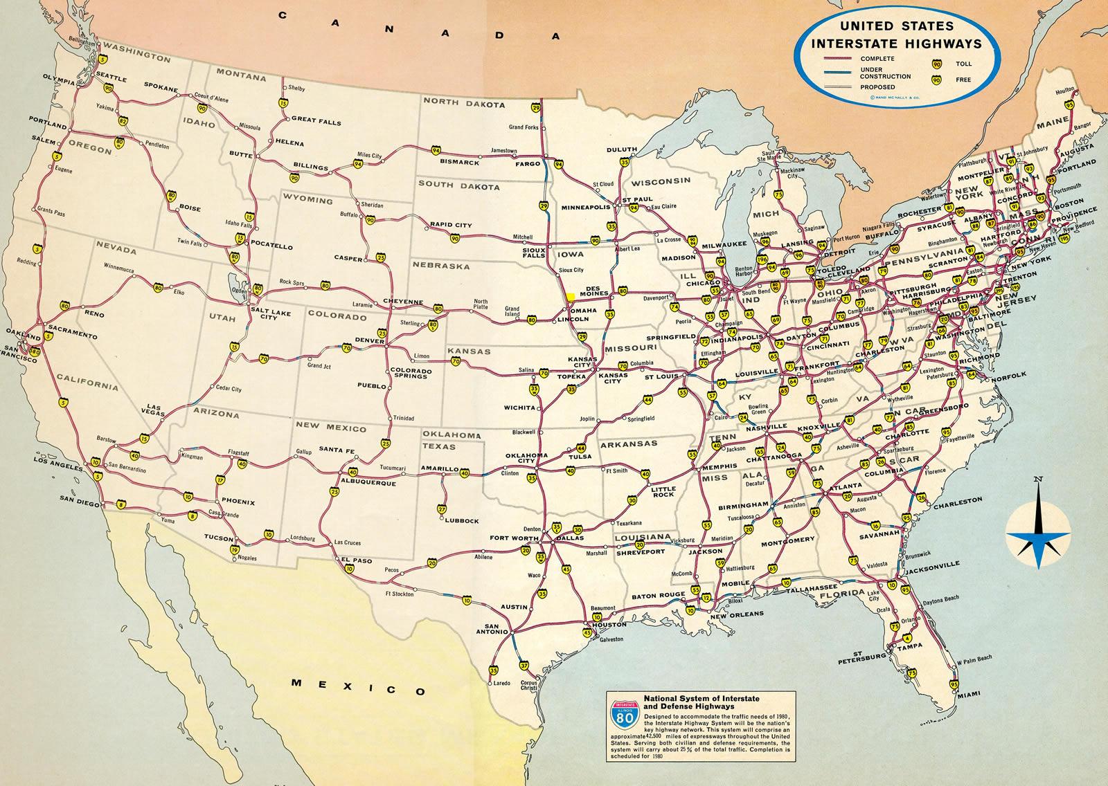 yhdysvallan kartta Kartta YHDYSVALTAIN moottoritiet ja YHDYSVALTOJEN kartta valtatiet  yhdysvallan kartta