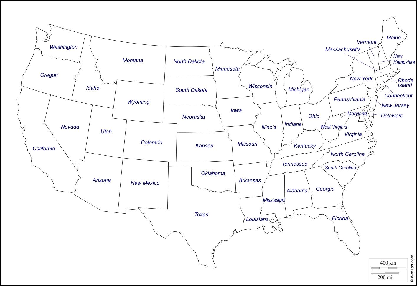 yhdysvallan kartta YHDYSVALTAIN kartta, jossa Valtion nimet   Kartta YHDYSVALTAIN  yhdysvallan kartta