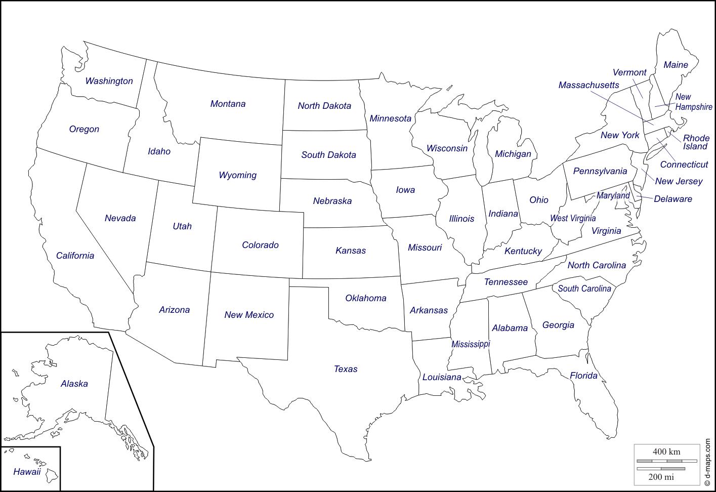 yhdysvallan kartta YHDYSVALTAIN kartta Valtioiden nimiä   YHDYSVALTAIN kartta, jossa  yhdysvallan kartta