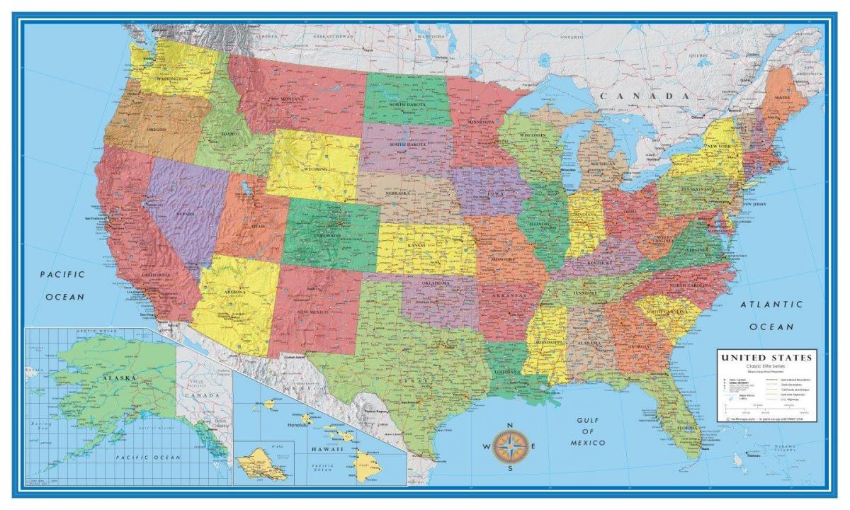 yhdysvallan kartta Kartta US   YHDYSVALTAIN kartta (Pohjois Amerikka   Amerikka) yhdysvallan kartta