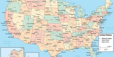 Yhdysvallat - USA map - Kartat yhdysvallat - USA (Pohjois-Amerikka -  Amerikka)